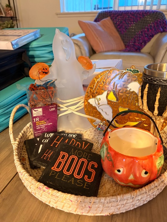 Other - Halloween Decor with Pumpkin Treat Bowl and Light Up Ghost